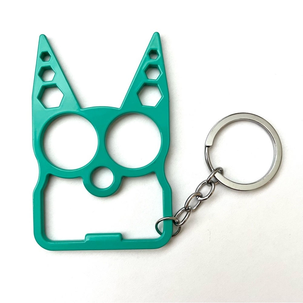 Teal Cat Self Defense Keychain